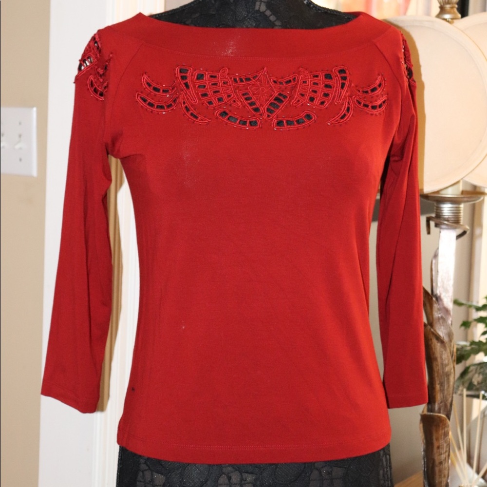 Sexy Red Cutout Design Pullover Top